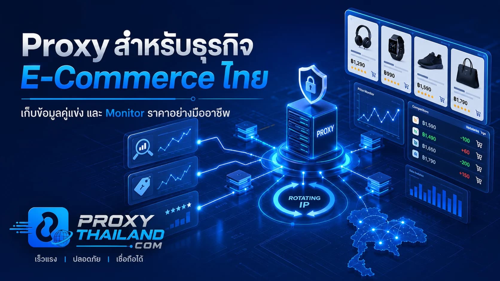 รูปภาพประกอบบทความ Proxy สำหรับธุรกิจ E-Commerce ไทย: วิธีเก็บข้อมูลคูแข่งและ Monitor ราคาอย่างมืออาชีพ